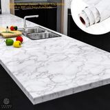 TechnoSmart Mutfak Tezgah Üstü Folyo Kaplama Mermer Desenli Beyaz Banyo Dolap Kaplama 60cmx300cm