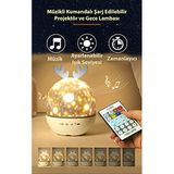 TechnoSmart Müzikli Kumandalı 6 Farklı Resimli Dönen Star Master Şarjlı Fonksiyonel Gece Lambası Lüx