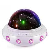 TechnoSmart Müzikli Renkli Ve Dönen Star Master Ufo Uzay Temalı Projeksiyon Gece Lambası Usbli Pembe