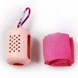 TechnoSmart Silikon Kılıflı Havlu Mikrofiber Hızlı Kuruyan Kamp Çanta Mutfak Aksesuarı Taşınabilir Pembe