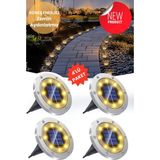 TechnoSmart Solar 4Adet Yeni Model Zemin Bahçe Aydınlatma Güneş Enerjili Çelik Malzeme Sarı Işık
