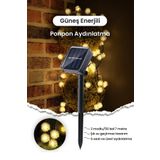 TechnoSmart Solar 50 Ledli 7 Metre Güneş Enerjili Ponpon Bahçe Aydınlatma Balkon Dekorasyon GünIşığı