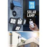 Technosmart Solar Güneş Enerjili 198 Ledli Kumandalı Hareket Sensörlü Bahçe Aydınlatma Sokak Lambası - Beyaz
