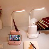 TechnoSmart Telefon Tutucu Şarj Edilebilir Led Masa Lambası Dokunmatik USB Portlu Güç Kaynağı Beyaz