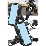 TechnoStation 360 Derece Döner Bisiklet Scooter Motor Kurye Ayna Bağlantılı Güçlü Ayarlı Telefon Tutucu