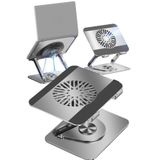 TechnoStation Laptop Standı Alüminyum Soğutmalı Mıknatıslı Harici Fanlı 360 Derece Döner Ayarlı Ergonomik Stand