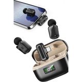 TechnoStation Type-C Girişli 2Li Yaka Mikrofonu Profesyonel Ses İletimi Telefon PC Yaka Kablosuz Mikrofon Seti
