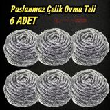 Technow %100 Paslanmaz Çelik Sürtme Bulaşık Ovma Teli 6 Adet