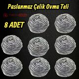 Technow %100 Paslanmaz Çelik Sürtme Bulaşık Ovma Teli 8 Adet