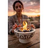 Technow Home Dumansız Cam Hazneli Masa Şömine Ateş Çukuru (200Ml Bioetanol+Hazne)