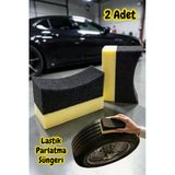 Technow Oto Lastik Parlatıcı Sünger 2'Li Paket Eğimli Araç Lastik Parlatma Torpido Uygulama Süngeri
