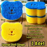 Technow Sponge Çift Taraflı Gülen Yüz Çok Amaçlı Sihirli Bulaşık Süngeri Sarı Lacivert 2 Adet