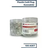 Technozi 100 Adet Yeni Nesil (Delikli, Açık Uçlu) Cat6 Ez Rj45 Konnektör Utp Jack-Metal