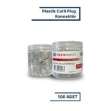 Technozi 100 Adet Yeni Nesil (Delikli, Açık Uçlu) Cat6 Ez RJ45 Konnektör Utp Jack