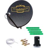 Technozi 85CM Delikli Çanak Full Hd Yeni Nesil Rüzgar, Kar Etkilenmeyen Kırsal Kalın Çanak Anten Seti Tekli Lnb - Siyah