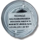 technozi Çanak Anten Kablosu Rg6 20 Metre Uydu Kablosu