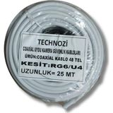 technozi Çanak Anten Kablosu Rg6 25 Metre Uydu Kablosu