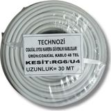 technozi Çanak Anten Kablosu Rg6 30 Metre Uydu Kablosu