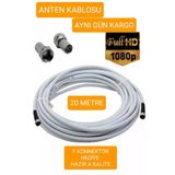 Technozi Çanak Anten Uydu Televizyon Kablosu Rg6 Hd 20 Metre