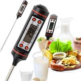 Technozi Dijital Gıda Termometresi Siyah Renkli Yiyecek Sıvı Et Su Süt Sıcaklık Ölçer 100 cm