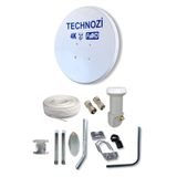 technozi Yeni Nesil 70cm Çanak Anten Beyaz Full Set Tekli Lnb 10 Metre Kablo 2 Adet Konnektör