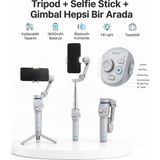 Techora Sale 3 Eksen Telefon Gimbal Stabilizer Yapay Zeka Takipli Katlanabilir Dahili Dolgu Işıklı Video Sabit - Renkli