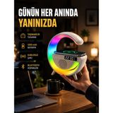 Techora Sale Kablosuz Şarjlı LED Masa Lambası Çalar Saat ve Beyaz Gürültü Özellikli - Renkli