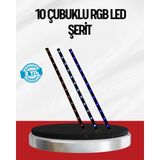 Techora Sale Kayan Yıldız LED Aydınlatma 10 Çubuk Dış Mekan Uyumlu - Çok Renkli