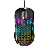 Techsea Petek Kablolu Oyun Faresi, RGB Arka Işık ve 7200 Ayarlanabilir DPI, Windows PC ve Dizüstü Bilgisayar Oyuncuları için Yüksek Hassasiyetli Sensörlü Ergonomik ve Hafif USB Bilgisayar Faresi (Siyah)