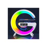 TechStore G63 Kablosuz Şarj Özellikli Saat & Alarm LED Işıklı Bluetooth Hoparlör Masa Lambası