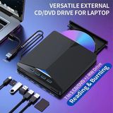 Techtic 7in1 Harici Dvd-Rom USB 3.0 Hub Çoğaltıcı Tf Sd Kart Okuyucu Type C Kablolu DVD Player CD - Siyah