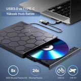 Techtic 8İn1 Harici Cd Dvd Yazıcı Usb 3.0 Çoklu Usb Kart Okuyucu Taşınabilir Optik Sürücü