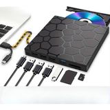 Techtic 8’si 1 Arada Harici CD DVD Yazıcı USB 3.0 Type-C – Çoklu USB Hub, Sd/tf Kart Okuyucu, Taşınabilir Optik Sürücü - Siyah