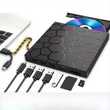 TechTic 8’si 1 Arada Harici CD DVD Yazıcı USB 3.0 Type-C – Çoklu USB Hub, SD/TF Kart Okuyucu, Taşınabilir Optik Sürücü