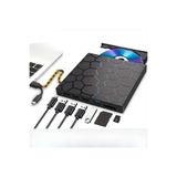 TechTic 8’si 1 Arada Harici CD DVD Yazıcı USB 3.0 Type-C – Çoklu USB Hub, SD/TF Kart Okuyucu, Taşınabilir Optik Sürücü