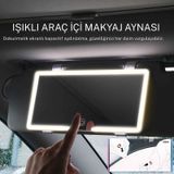 Techtic Araç Içi LED Işıklı Makyaj Aynası Dokunmatik Şarjlı 3 Modlu Hd Güneşlik Aynası 23,5-12,7 cm - Beyaz