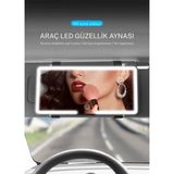 TechTic Araç İçi LED Işıklı Makyaj Aynası Dokunmatik Şarjlı 3 Modlu HD Güneşlik Aynası 23,5-12,7 cm