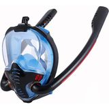 Techtic Çift Tüp Silikon Şnorkel Tam Yüz Dalış Maskesi Fullface Buğu Önceliyici Anti Sızıntı Gopro - Mavi - Siyah - S - M
