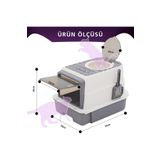 TechTic Lüx Büyük Boy Kapalı Kedi Tuvaleti Koku Giderme Üst Kapaklı(Boyun Kaşımalı)Çekmeceli Kürekli