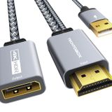 TECHTOBOX HDMI DisplayPort Adaptörü 4K60Hz [Örgülü, Yüksek Hız] HDMI Kaynağı DP Monitör Dönüştürücü, HDMI Erkek Ekran Bağlantı Noktası Dişi PC Grafik Kartı Dizüstü PS5/4