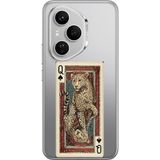 Techtree Honor 400 PRO Uyumlu İskambil Kağıdı Tasarımlı Leopar Portre Baskılı Silikon Kılıf