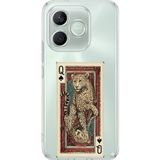 Techtree Honor 600 Lite Uyumlu İskambil Kağıdı Tasarımlı Leopar Portre Baskılı Silikon Kılıf