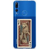 Techtree Honor 9X Uyumlu İskambil Kağıdı Tasarımlı Leopar Portre Baskılı Silikon Kılıf