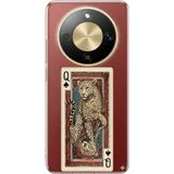 Techtree Honor Magic 8 Lite Uyumlu İskambil Kağıdı Tasarımlı Leopar Portre Baskılı Silikon Kılıf