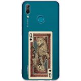 Techtree Huawei P Smart 2019 Uyumlu İskambil Kağıdı Tasarımlı Leopar Portre Baskılı Silikon Kılıf