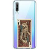 Techtree Huawei P Smart S Uyumlu İskambil Kağıdı Tasarımlı Leopar Portre Baskılı Silikon Kılıf