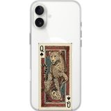 Techtree iPhone 16 PLUS Uyumlu İskambil Kağıdı Tasarımlı Leopar Portre Baskılı Silikon Kılıf