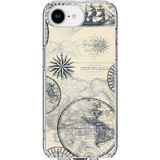 Techtree iPhone 16E - 17E Uyumlu Vintage Dünya Haritası ve Pusula Baskılı Silikon Kılıf
