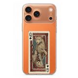 Techtree iPhone 17 PRO MAX Uyumlu İskambil Kağıdı Tasarımlı Leopar Portre Baskılı Silikon Kılıf