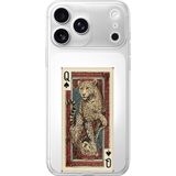 Techtree iPhone 17 PRO Uyumlu İskambil Kağıdı Tasarımlı Leopar Portre Baskılı Silikon Kılıf
